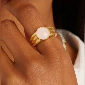 Gorjana Gold Reed Power Gemstone Ring - Rose Quartz LOVE